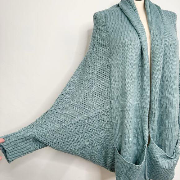 NWT Davi & Dani Dolman Sleeve Knit Pattern Cardigan Blue Casual Boho Size 3XL - Picture 3 of 14